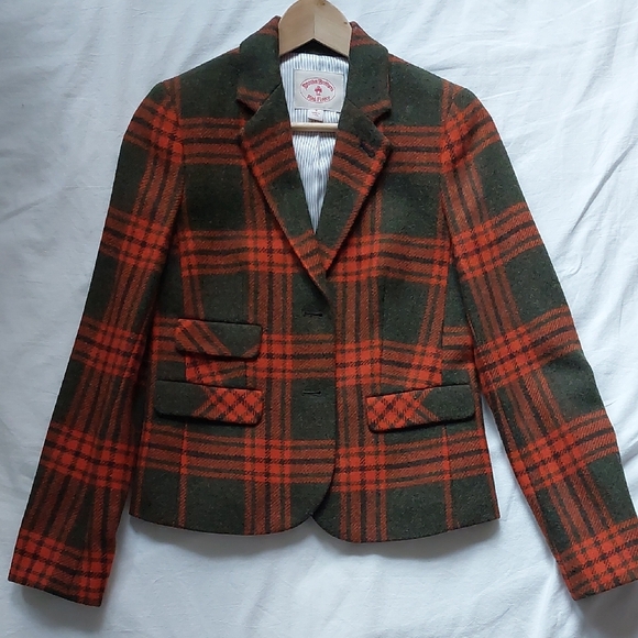 Women's Green and Orange Plaid Jacket - Picture 1 of 8